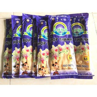 Bịch 10 đôi găng tay cao su Hợp Thành dài 32cm size S - M - L, găng tay rửa chén rửa bát, bao tay cao su rửa chén