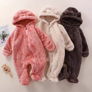  Body liền tất liền bao tay ấm áp Bodysuit lông cừu san hô dài tay Hàng Quảng Châu cho bé trai bé gái mặc mùa đông SLD19 