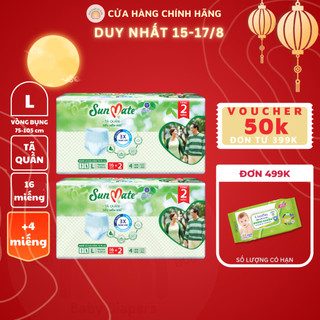 Combo 2 - tã quần người lớn sunmate siêu mềm mại mới size m18/l16/xl14 + 2
