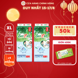 Combo 2 gói - tã dán người lớn sunmate mới size m18/l18/xl18 + 2 miếng