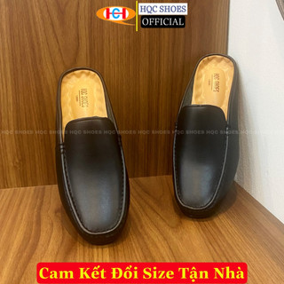 Sục da nam hở gót HQC SHOES da bò thật đế cao su bảo hành 1 năm HQ8286