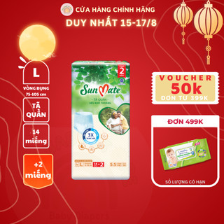 Tã quần người lớn SunMate siêu khô thoáng mới size M8/L7/L14