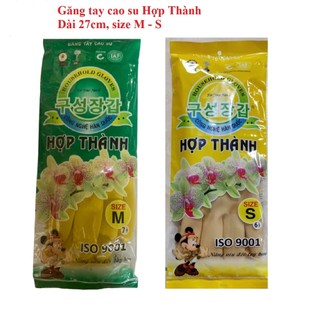 Bịch 10 đôi Găng tay cao su Hợp Thành dài 27cm size M, găng tay gia dụng, găng tay nấu nướng