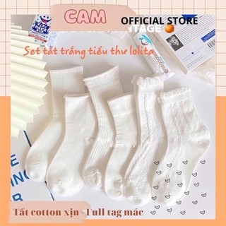 Set tất trắng lolita cổ nhún cao có tag mác nam nữ vớ cao cổ  tiểu thư lolita tất vớ nữ cổ bèo nhún ulzzang hàn quốc
