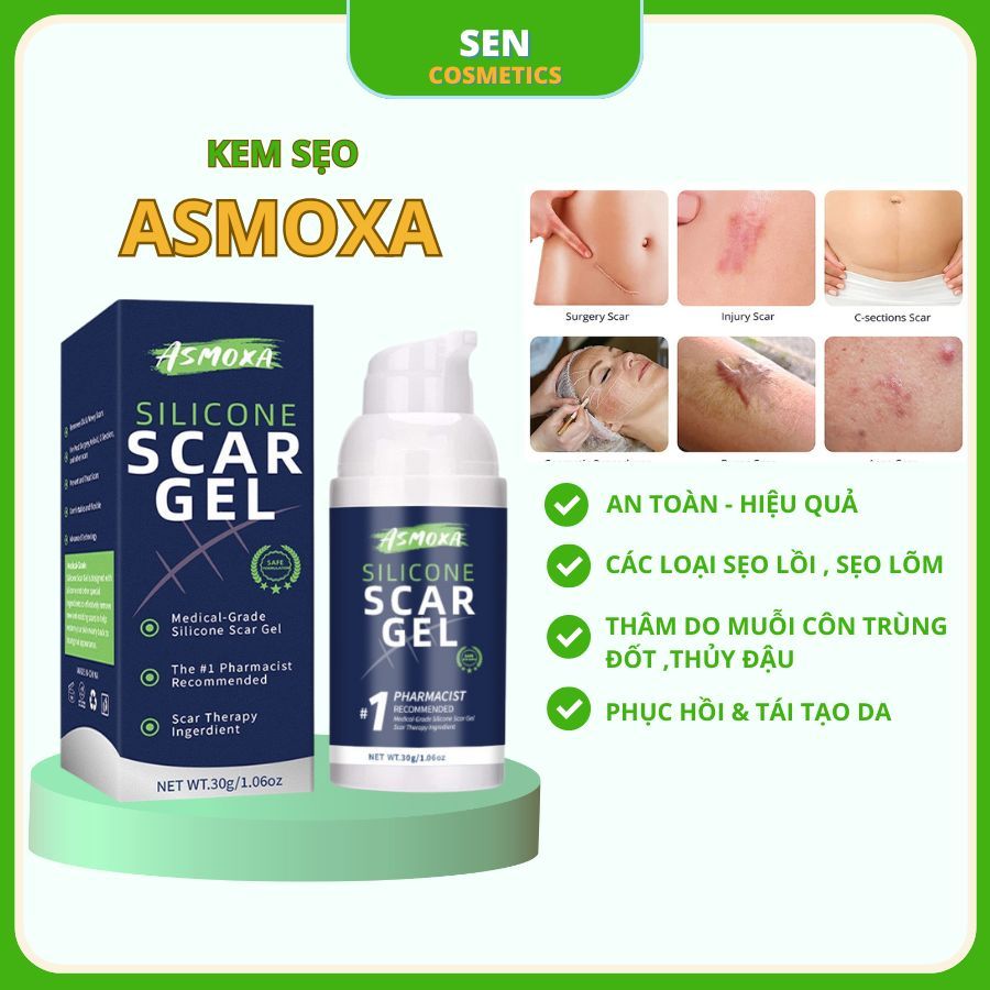 Kem Xóa Sạch Sẹo Thâm, Kem Sẹo ASMOXA lấp đầy Sẹo Rỗ, Sẹo Lõm Phục Hồi Vết Thương Xóa Sẹo Và Phục Hồi Tổn Thương Da 30g
