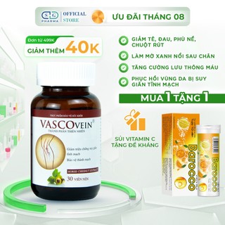 Viên Uống Kết Hợp Kem Thoa Hỗ Trợ Trị Bệnh Suy Giãn Tĩnh Mạch Vascovein - Hộp 30 viên