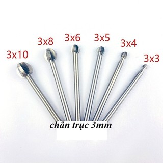 Phá thô cán 3mm (mũi quả đào- Trọn bộ 6 mũi)
