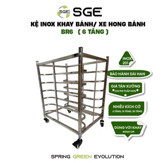 Xe hong Bánh / Kệ Inox Khay Bánh SGE BR6 tầng Chất Liệu Inox Dày Dặn, Có Khoá Bánh Xe