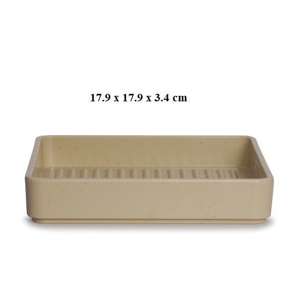 Khay vuông đựng Buffet, Sushi, BBQ nhựa Melamine nhám nâu