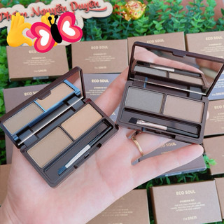 Bột kẻ chân mày kèm cọ tản mày the saem eco soul eyebrow kit