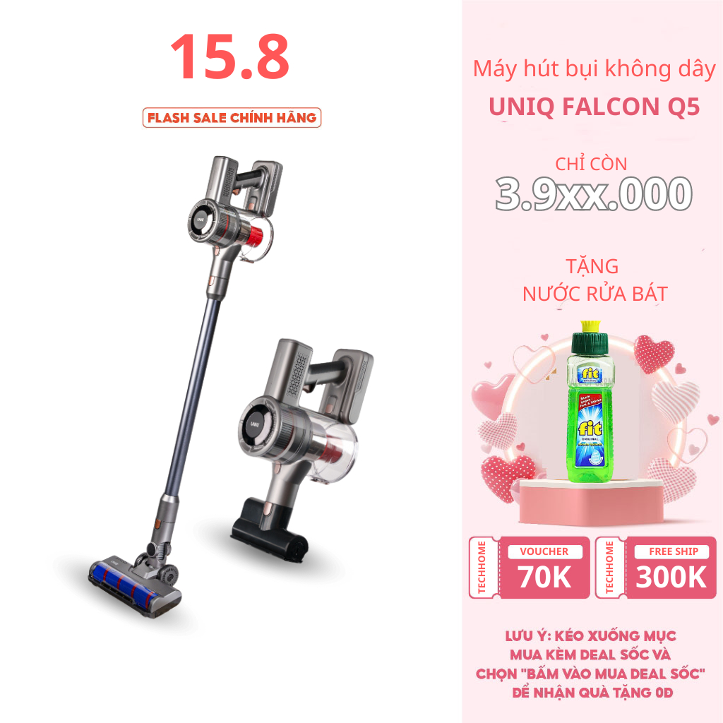 Máy Hút Bụi UNIQ Falcon Q5 Không Dây Cầm Tay Cao Cấp  - Bảo Hành 24 Tháng Chính Hãng