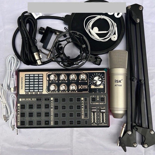 Combo bộ mic thu âm livestream k300plus 2022 & mic isk at100 chính hãng kèm chân kẹp màng lọc tai nghe bảo hành 06 tháng