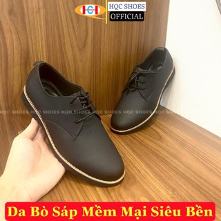 Giày buộc dây nam HQC SHOES da bò đế khâu siêu bền GD-020 Đen