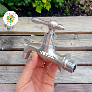 (INOX 304 xịn) Vòi hồ inox 304 đúc nặng 280g vòi rửa tay , vòi hồ máy giặt ren ngoài 21