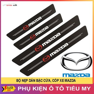 MAZDA - Bộ 9 Miếng Dán Chống Trầy Xước Có Logo Hãng MAZDA Bảo Vệ Bậc Cửa Và Cốp Chất Liệu Sợi Cacbon