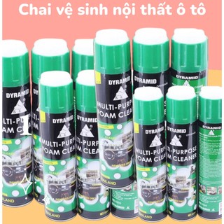 Chai vệ sinh nội thất ô tô dyramid xanh 650ml, bình xịt bọt tuyết đa năng, vệ sinh trần nỉ/ghế da ô tô