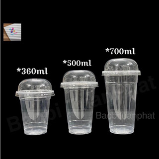 {Lốc 50} Cốc Nhựa PP 360ml 500ml 700ml kèm nắp dùng một lần cho quán cafe, trà sữa, takeway