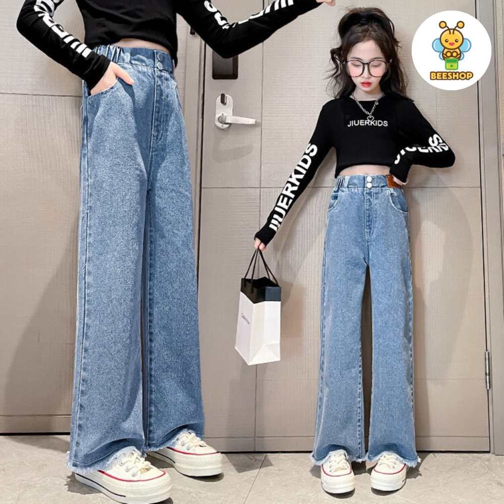 Quần jeans suông bé gái size đại thời trang trẻ em BEESHOP KM0005