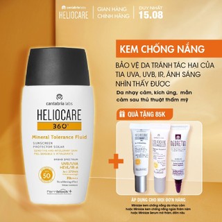 Kem chống nắng heliocare 360° mineral tolerance fluid spf 50 bảo vệ da khỏi tia uva, uvb, ir