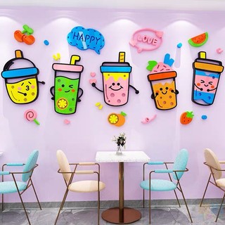 Tranh dán tường mica 3d dán nổi - do all thing trang trí quán cafe, trà sữa, phòng trà