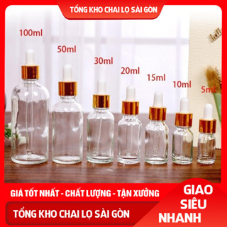 Lọ Chiết Serum Bóp Giọt Khoen Vàng 5ML/10ML/15ML/20ML/30ML - Lọ Thuỷ Tinh Đựng Mỹ Phẩm, Tinh Dầu