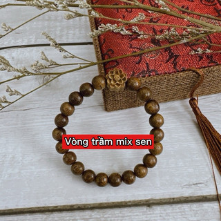 Vòng đơn trầm hương mix charm tặng kèm hộp gấm