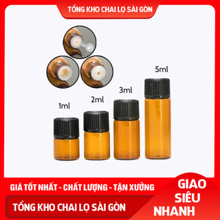 Chai lọ chiết tinh dầu thủy tinh nắp vặn đen nắp vặn 1ml/2ml