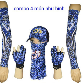 combo mũ câu cá +găng tay+quấn cổ+ống tay lure