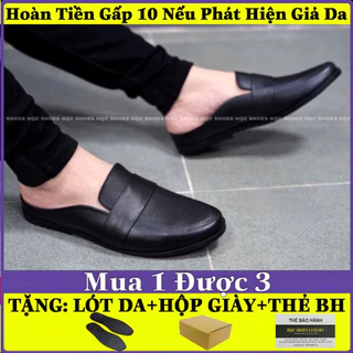 Giày nam HQC SHOES thiết kế hở gót da bò nguyên tấm bảo hành 12 tháng GS-15