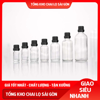 Chai Thủy Tinh đựng GINGER SHOT TRONG Nắp Vặn ĐEN DẸT Đủ Size 5ml/10ml/15ml/20ml/30ml/50ml/100ml