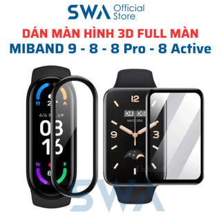 Cường lực Miband 9 8 8pro 6 7 7Pro, Miếng Dán 3D Miband 9 8 7 6 Chịu Lực Chống Trầy Full Màn SWA