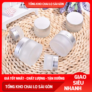 Hủ chiết mỹ phẩm thủy tinh mờ nắp bạc 20g, hủ đựng kem thủy tinh, thiết kế sang trọng - hủ thủy tinh