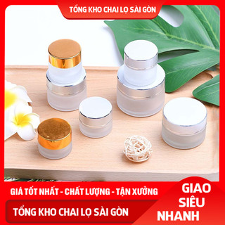 Hủ thủy tinh mờ nắp bạc chiết kem 5g/10g/15g/20g/30g