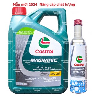 Combo dầu nhớt tổng hợp ô-tô castrol magnatec stop-star 5w30 4l + phụ gia súc động cơ castrol