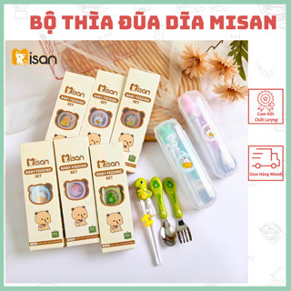 Hộp Thìa nĩa, đũa gắp Misan hình thú tập ăn dặm cho bé kèm hộp đựng