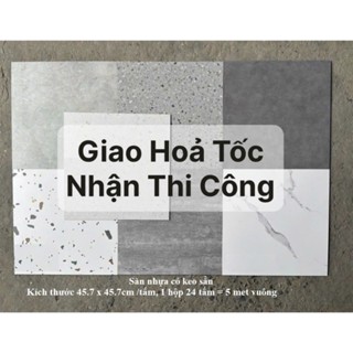 5 tấm, Sàn nhựa giả bê tông, 45.7x 45.7cm, sàn dán keo sẵn, sàn nhựa giả gạch