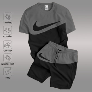 Bộ hè nam 2024, bộ thun nam thể thao cộc tay cổ tròn vải co giãn thoảng mát - bộ Nii-Ke