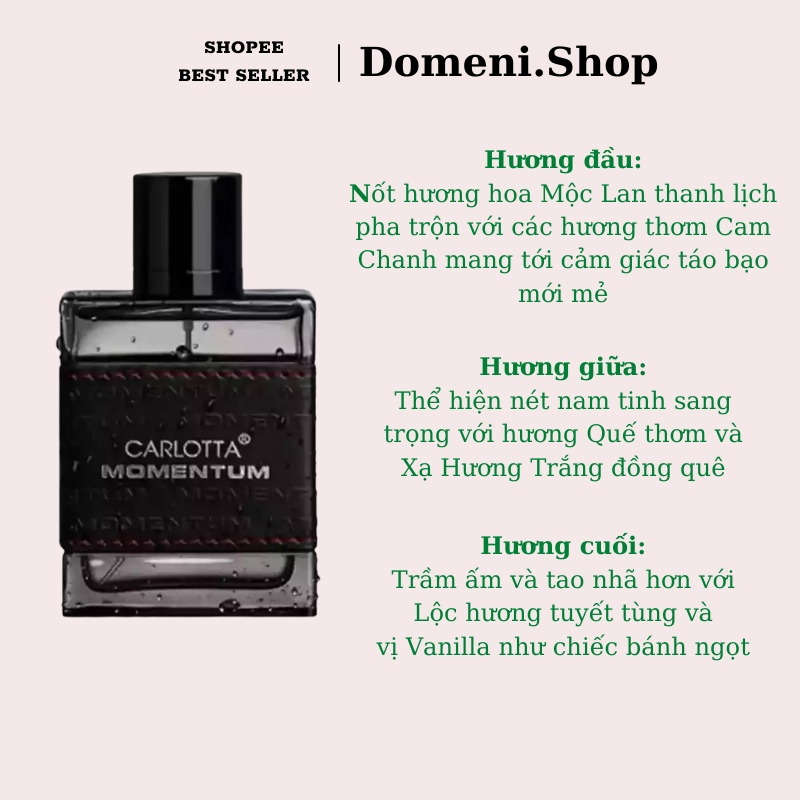 Nước Hoa Nam Thơm Lâu Carlotta Momentum Cologne 100ml Mùi Thơm Nam Tính