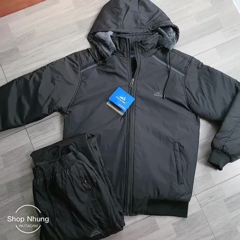 Bộ Gió Lót Lông Dày Nam Trung Niên Quảng Châu Cao Cấp Tặng Bố, Áo và Quần đều Lót Lông + ẢNH THẬT