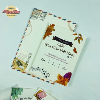 Tri ân ngày Nhà giáo Việt Nam. Set thiệp đi kèm bao thư tinh tế, chất liệu thuần kraft, vintage.