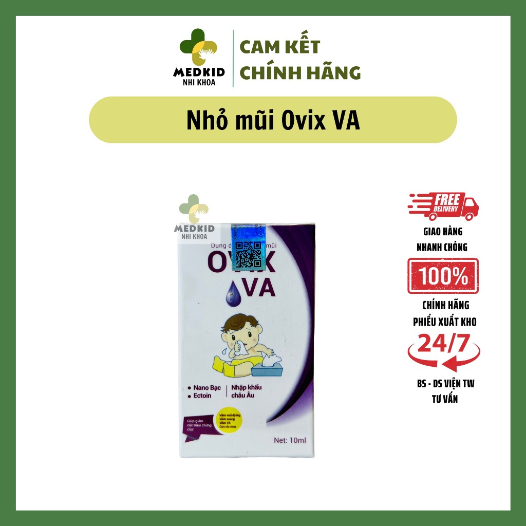 Nhỏ mũi Ovix VA 10ml - Hỗ trợ giảm viêm mũi cho trẻ, làm sạch chất nhầy, dùng cho trẻ từ 0-3 tháng t