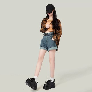 Quần Jean Lững Ống Rộng, Quần Sọt 2 Túi Kiểu Hình ảnh thật