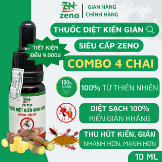 Combo 4 chai diệt Kiến, Gián ZENO 10ml, diệt Kiến, Gián Kháng, diệt tận gốc kiến hôi, đen, gián mỹ