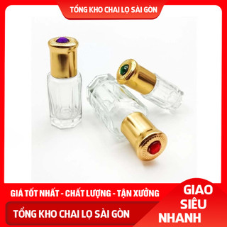  Combo Chai Lọ Chiết Mỹ Phẩm Bi Lăn Dubai 3ml Chai Bi Lăn Thân Trong Nắp Vàng Đựng Tinh Dầu Tinh Chất -  Lọ Thủy Tinh 