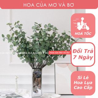 Cành Lá Táo Bạc Hà Giả Cành Dài 90cm Loại 3 Nhánh - Cành Lá Giả Cành Khô Decor Nhà Hoa Lụa Mơ Bơ
