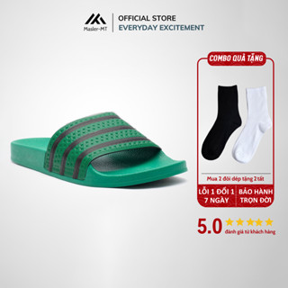 Dép quai ngang nam nữ Unisex Slipper M Masler-MT 3 sọc màu xanh lá có đế chống trơn và êm chân XLD