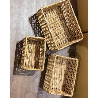 Giỏ lục bình đan vặn ô cờ hàng đẹp