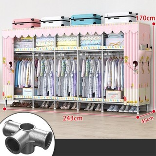 Tủ quần áo vải tủ vải Đựng Quần Áo tủ khung thép 4 buồng cỡ lớn titan tủ vải Metal cỡ lớn siêu bền