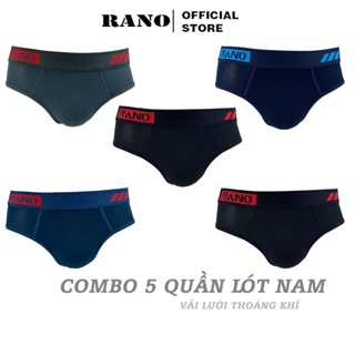 Combo 5 quần lót nam vải lưới tam giác Rano thoáng khí co dãn 4 chiều thoáng mát mềm mại thông hơi cao cấp