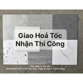 1 tấm, Sàn nhựa giả bê tông, 45.7 x 45.7cm, sàn dán keo sẵn, sàn nhựa giả gạch